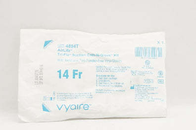 Vyaire 4894T AirLife Tri-Flo Suction Cath-N-Glove Kit with Basin & Gloves 14Fr